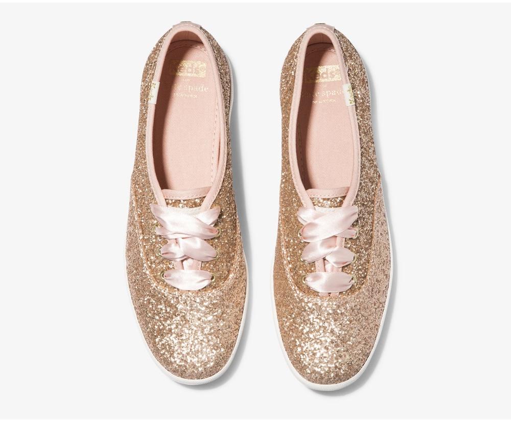 Keds Womens Sneakers Rose Gold - Kate Spade new york Champion Glitter - 831YECTKJ